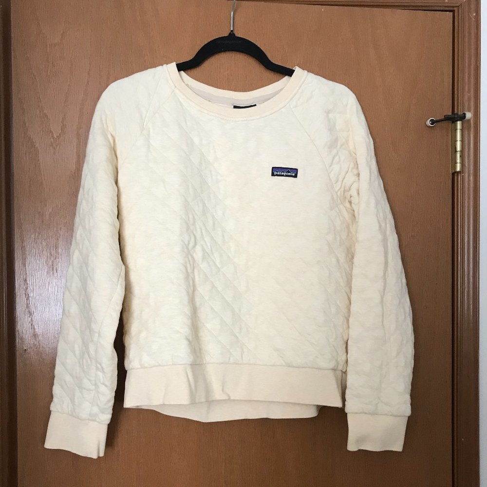 NWOT Patagonia Women's Cotton Quilt Crew Top - Medium - White/Cream